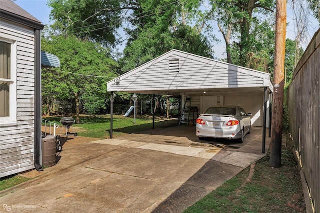 view of parking featuring a detached garage