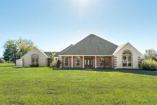 1281 Vz County Road 2120, Canton, TX 75103 - rear view of house with brick siding, a yard, and a shingled roof