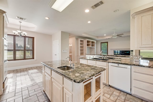 1281 Vz County Road 2120, Canton, TX 75103 - kitchen featuring white dishwasher, visible vents, and a sink