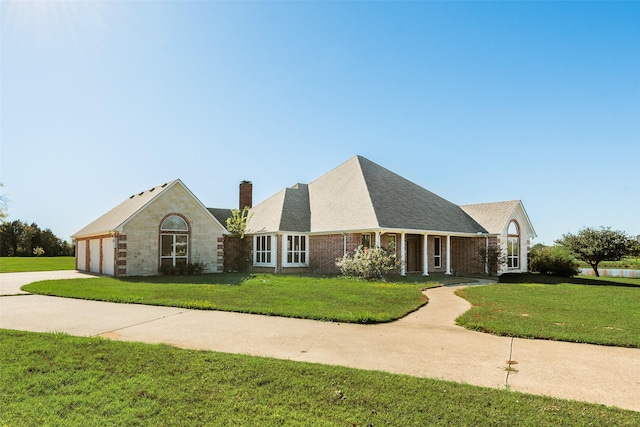 1281 Vz County Road 2120, Canton, TX 75103 - view of front facade with driveway, a chimney, and a front yard