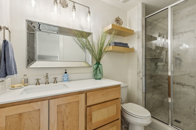 1501 Latigo Ct, Prosper, TX 75078 - bathroom featuring a marble finish shower, toilet, and vanity