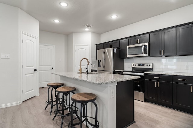 4652 Raleigh Dalton Rd, Dallas, TX 75227 - kitchen with visible vents, appliances with stainless steel finishes, a sink, and dark cabinets