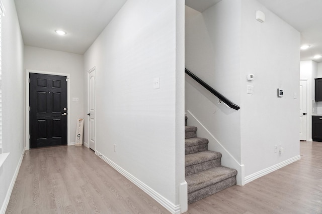 4652 Raleigh Dalton Rd, Dallas, TX 75227 - entrance foyer featuring recessed lighting, light wood-style flooring, stairs, and baseboards