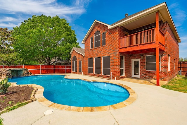 view of pool with a fenced in pool, a patio, and a fenced backyard