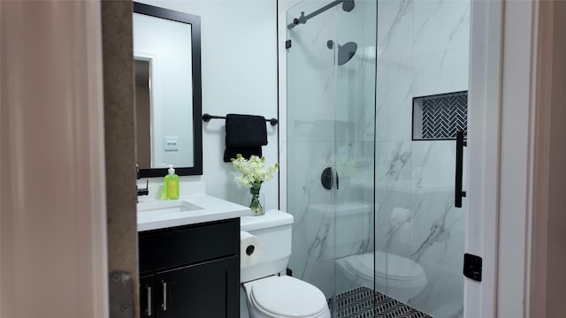 2904 Chestnut Ave, Fort Worth, TX 76106 - full bath with toilet, vanity, and a marble finish shower