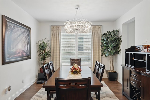 14329 Home Trl, Fort Worth, TX 76262 - dining area featuring an inviting chandelier, wood finished floors, and baseboards