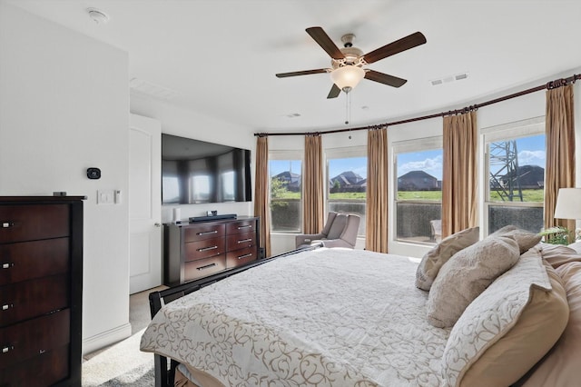 14329 Home Trl, Fort Worth, TX 76262 - bedroom with visible vents, a ceiling fan, and carpet flooring