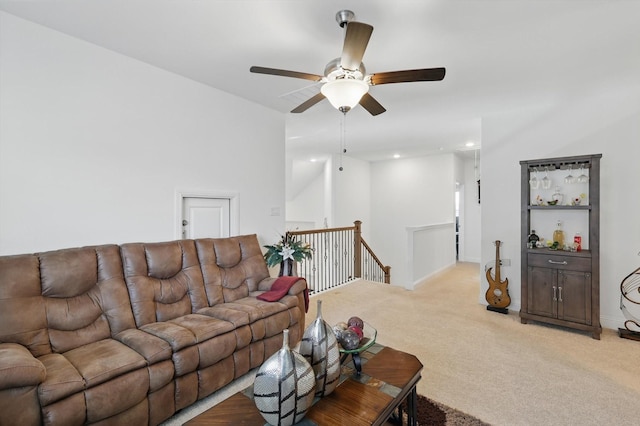 14329 Home Trl, Fort Worth, TX 76262 - living room featuring ceiling fan and light colored carpet