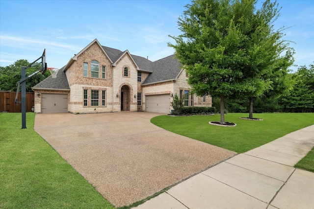 2833 Macquarie St, Trophy Club, TX 76262 - french country home with an attached garage, driveway, and a front yard