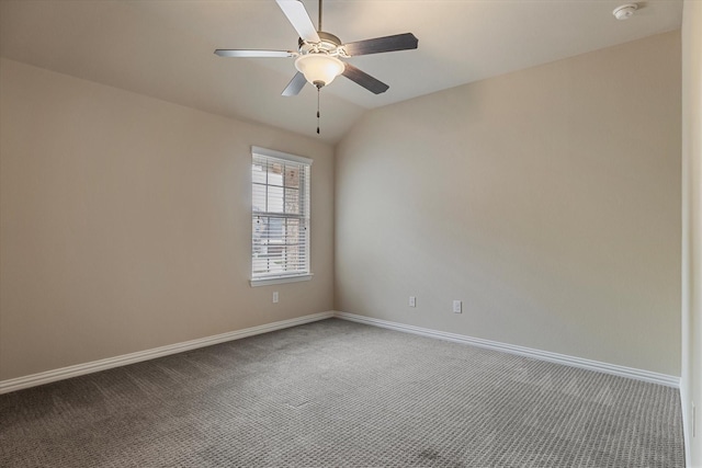 2833 Macquarie St, Trophy Club, TX 76262 - empty room featuring carpet floors, ceiling fan, baseboards, and lofted ceiling
