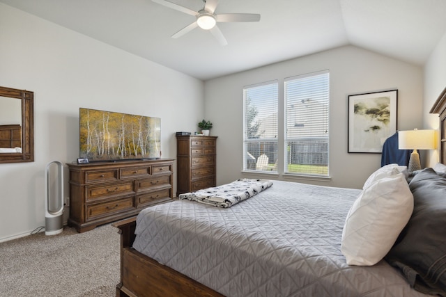 2820 Lone Ranger Trl, Little Elm, TX 75068 - bedroom featuring carpet floors, lofted ceiling, and a ceiling fan