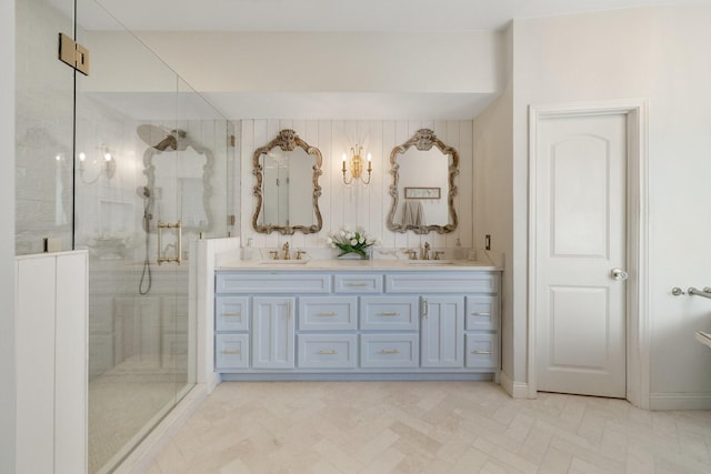 3823 Bluebonnet Trl, Princeton, TX 75407 - bathroom with a shower stall and double vanity