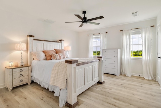 3823 Bluebonnet Trl, Princeton, TX 75407 - bedroom with light wood finished floors, baseboards, and a ceiling fan