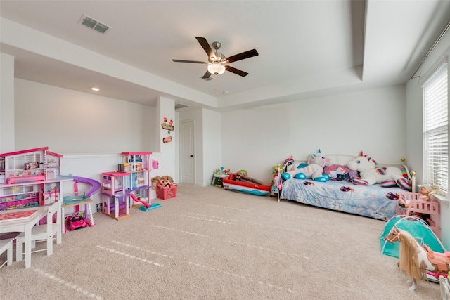 14620 Serrano Ridge Rd, Fort Worth, TX 76052 - carpeted bedroom featuring ceiling fan and a tray ceiling