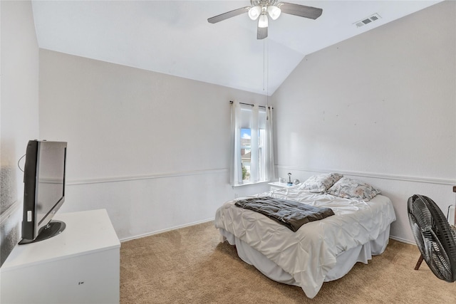 5428 Redwater Ct, The Colony, TX 75056 - carpeted bedroom featuring lofted ceiling and ceiling fan