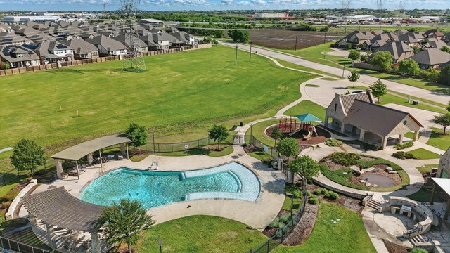 aerial view with a residential view
