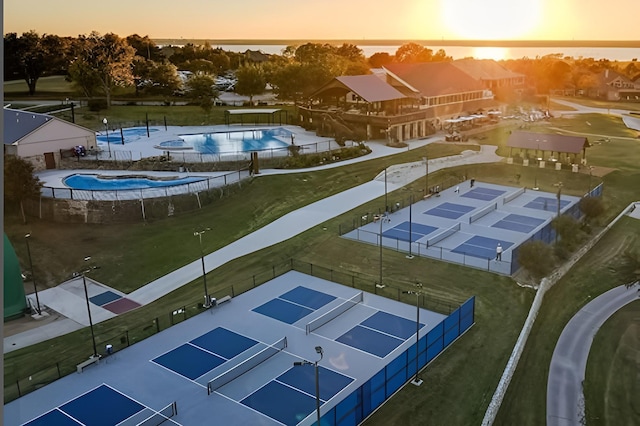 1370 Misty Cv, Rockwall, TX 75087 - aerial view at dusk of view of pool