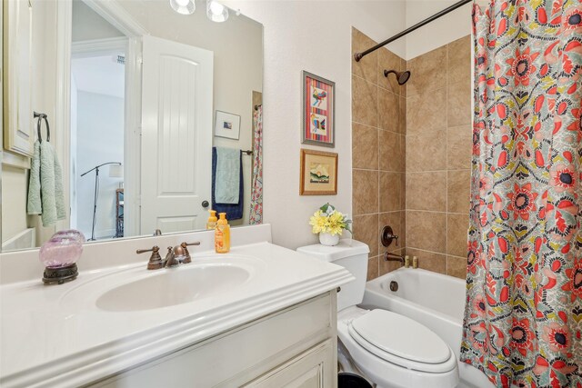 7905 Trixie Trail Dr, Mckinney, TX 75070 - bathroom with shower / bath combination with curtain, vanity, and toilet