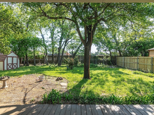 13514 Onyx Ln, Farmers Branch, TX 75234 - view of yard featuring a fenced backyard, an outbuilding, and a shed