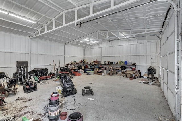 garage with metal wall