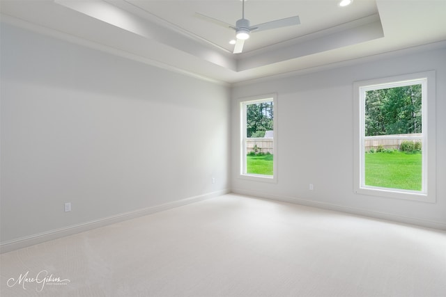 831 Walstonburg Ln, Benton, LA 71006 - carpeted empty room featuring a tray ceiling, ceiling fan, and recessed lighting