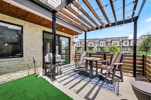 720 Bandera Ct, Prosper, TX 75078 - view of patio / terrace with a pergola and a residential view