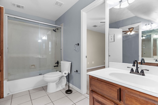 1991 Sunset Trl, Mckinney, TX 75071 - bathroom featuring visible vents, tile patterned flooring, ceiling fan, and toilet
