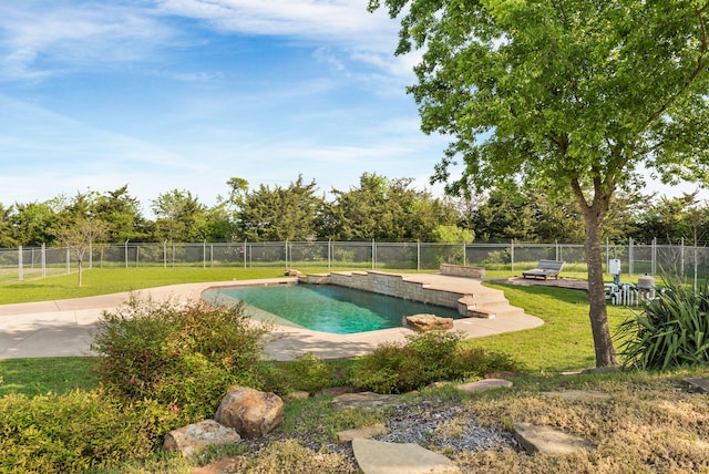 1991 Sunset Trl, Mckinney, TX 75071 - view of swimming pool featuring fence, a lawn, and a fenced in pool