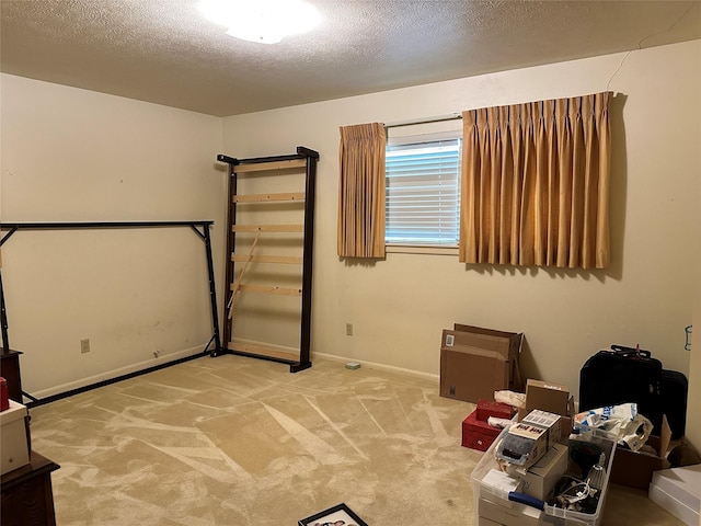 unfurnished bedroom with baseboards, carpet, and a textured ceiling