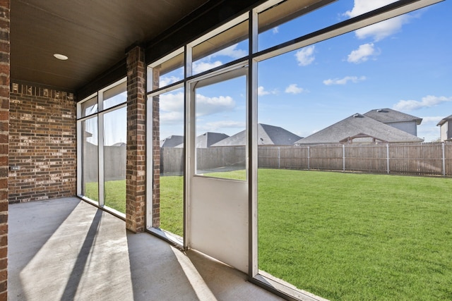 view of unfurnished sunroom