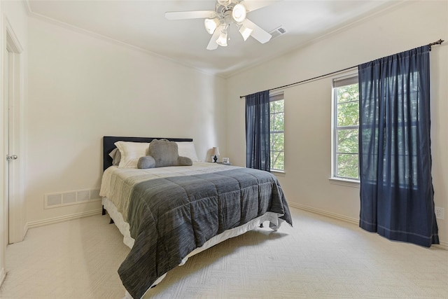 803 Eagle Pass, Heath, TX 75032 - bedroom with carpet, baseboards, ornamental molding, and ceiling fan