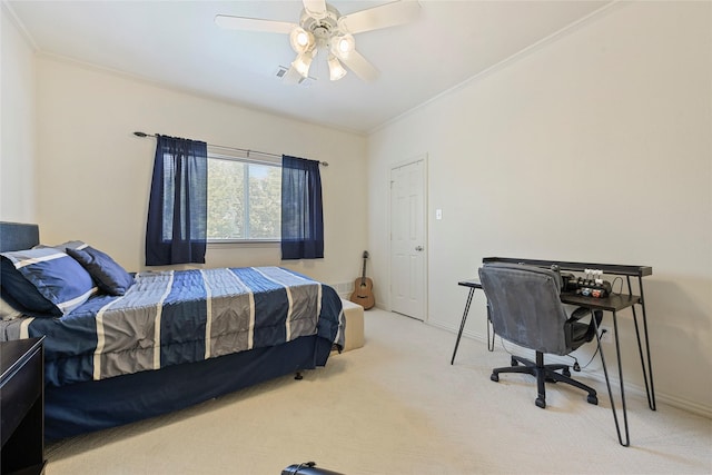 803 Eagle Pass, Heath, TX 75032 - carpeted bedroom featuring crown molding, baseboards, and ceiling fan