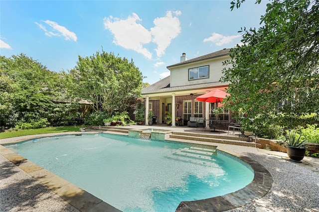 803 Eagle Pass, Heath, TX 75032 - outdoor pool with a patio area, a ceiling fan, and a jacuzzi