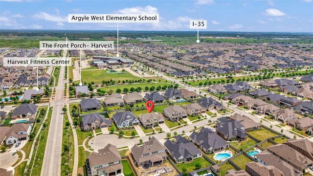 drone / aerial view with a residential view