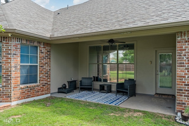 view of patio / terrace featuring ceiling fan