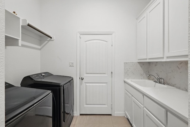 3120 Bent Creek Dr, Anna, TX 75409 - laundry room featuring cabinet space, separate washer and dryer, and light tile patterned floors