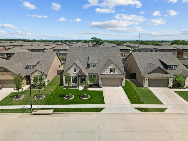 3120 Bent Creek Dr, Anna, TX 75409 - french country home with a residential view, stone siding, a front lawn, and driveway