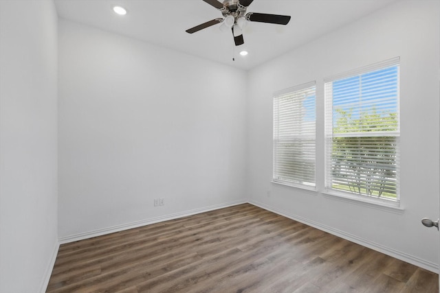 3120 Bent Creek Dr, Anna, TX 75409 - spare room featuring healthy amount of natural light, wood finished floors, baseboards, ceiling fan, and recessed lighting