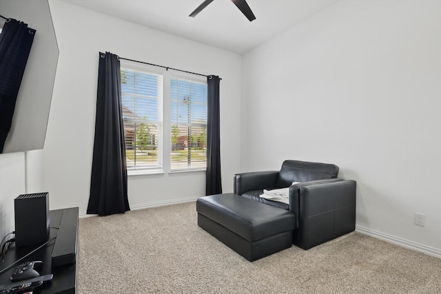 3120 Bent Creek Dr, Anna, TX 75409 - sitting room with carpet flooring, a ceiling fan, and baseboards