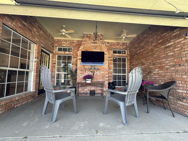 view of patio / terrace with a ceiling fan