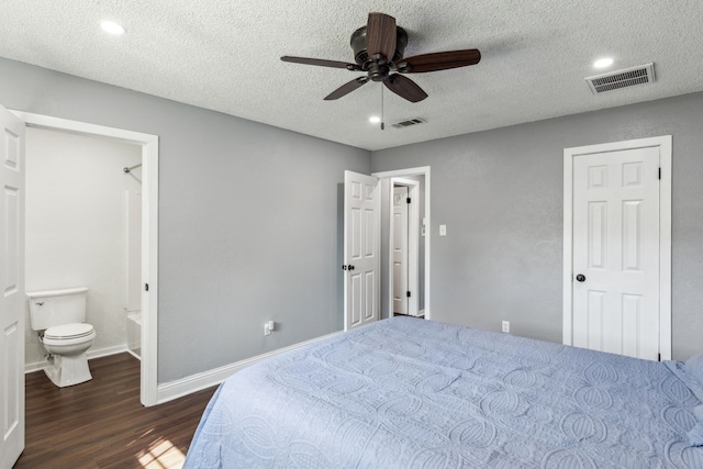 609 Admiralty Way, Fort Worth, TX 76108 - bedroom with a textured ceiling, ensuite bathroom, baseboards, visible vents, and wood finished floors