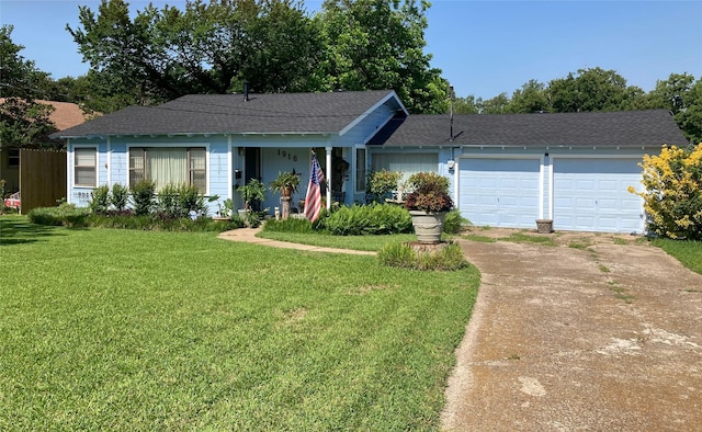 1916 Tierney Rd, Fort Worth, TX 76112 - single story home featuring a front lawn, driveway, roof with shingles, and a garage