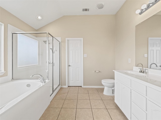 full bath featuring a shower stall, visible vents, vanity, and baseboards