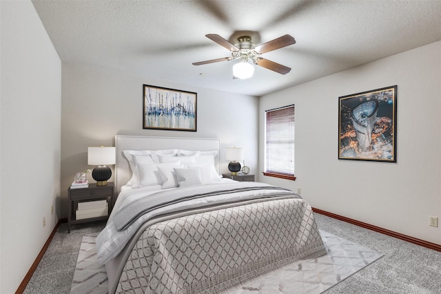 516 Wild Wood Dr, Decatur, TX 76234 - bedroom with light colored carpet, a textured ceiling, and a ceiling fan