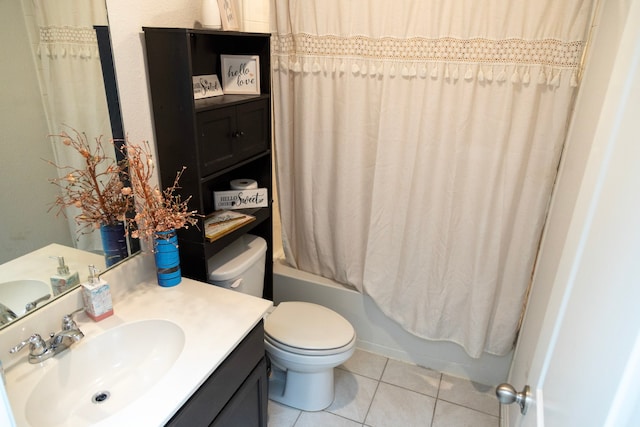 828 Costlow Ln, Fate, TX 75189 - full bathroom with tile patterned flooring, vanity, and shower / tub combo with curtain