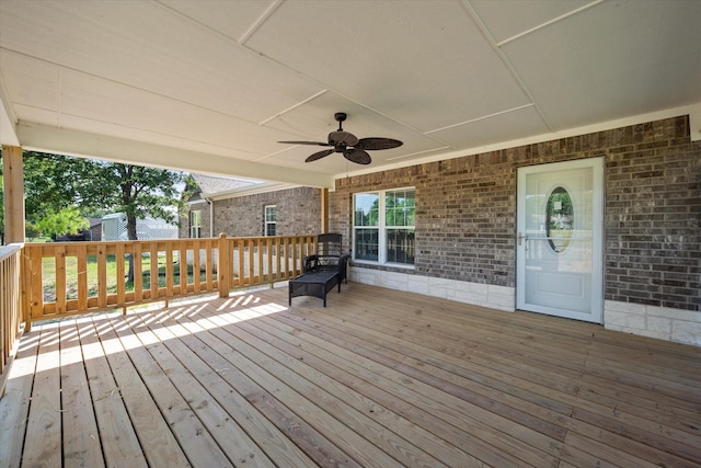 deck featuring ceiling fan