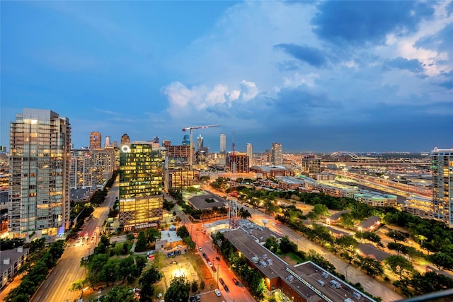 drone / aerial view with a view of city