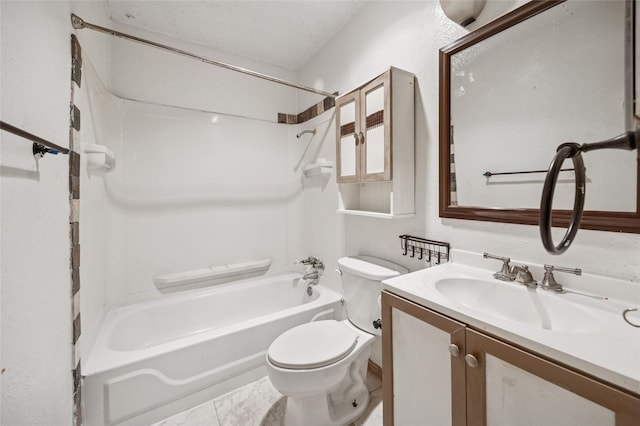 full bathroom with toilet,  shower combination, and vanity