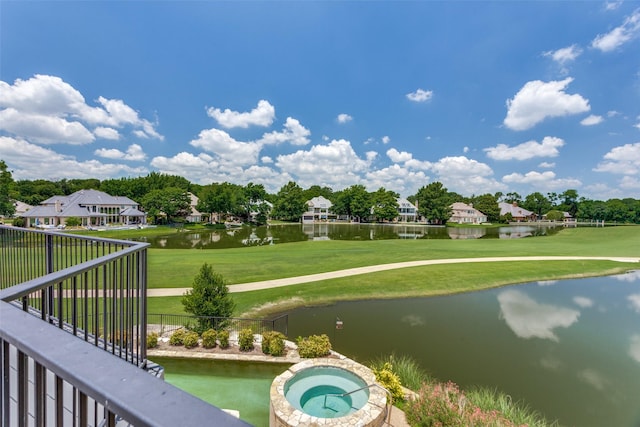 6001 Laurel Valley Ct, Fort Worth, TX 76132 - view of swimming pool with a water view, golf course view, and an in-ground hot tub