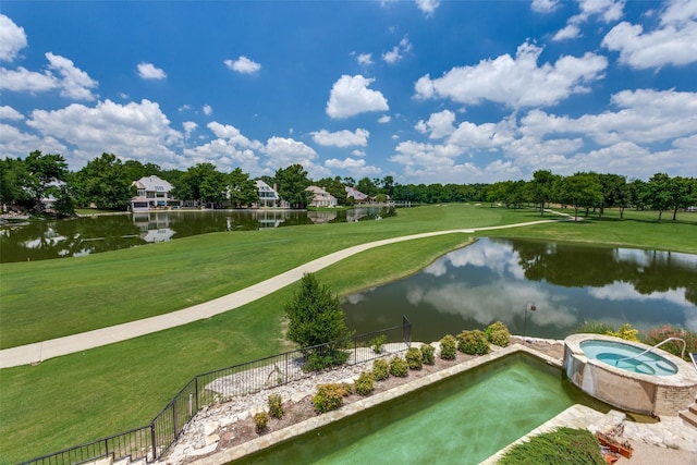 6001 Laurel Valley Ct, Fort Worth, TX 76132 - view of home's community with a hot tub, a water view, and golf course view